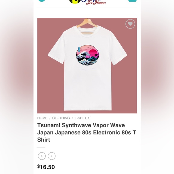 Tsunami Synthwave Vapor Wave Japan Japanese 80s Electronic 80s T Shirt - Picture 6 of 6